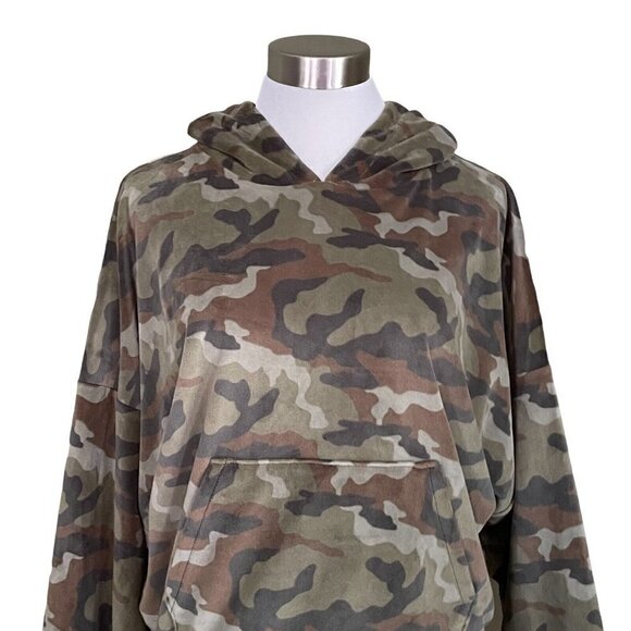 American Eagle AE Cozy Ever After Hoodie Green Camo Velour Pullover Womens Sz S - Picture 3 of 6